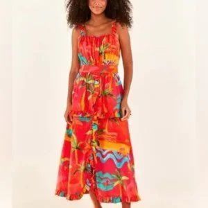 Farm Rio Colorful Dress NWT Ipanema Print Midi Sleeveless